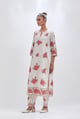 Off White Straight Kurta Set With All-Over Pink & Green Floral Hand Block Print Off White/Pink/Green color