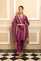 Zahra Silk Chanderi Handcrafted Kurta Set Purple color