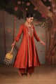 Rustic Rose Anarkali with Flared Pants Rust color