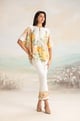 Petals in the Wind Croissant Top White/Yellow/Green color