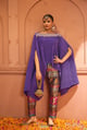 Divine Embroidered Cape Set with Colorful Brocade Pant Blue/Purple color