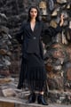 Pleated and Fringed Skirt Black color