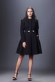 Jacket Dress with Hand Embroidered Belt Black color