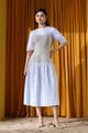 The Seoul Midi Dress Beige/White color