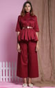 Three Tier Drama Top+Katha Stitch Pants Maroon color