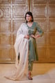Moss Gota Anarkali with Wide Leg Pants Moss Green color