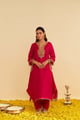 Amaya - Long Kaftan with Salwar and Dupatta Hotpink color