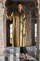 Benares Brocade Striped Longline Shirt Black/Gold color