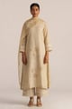 Fog Beige Woven Kurta Set Beige color