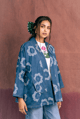 Viola Handwoven Denim Jacket Blue color