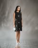 Black A-Line Knee-Length Dress with 3D Floral Applique - Darling Girl - Image 1