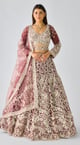 Wine Net Embroidered Lehenga Set Wine color