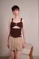 Sand Pleated Skirt Beige color