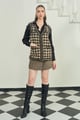 Tweed Short Wrap Skirt Black/Gold color