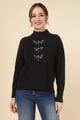 Dragonfly Motif Sweater Black color
