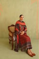Sheesham Crepe Hand Embroidered Suit Set Maroon color