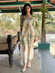 Beige V-Neck Embellished Print Co-Ord Set Beige color