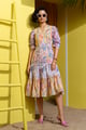 Dainty Sprint Time Midi Dress Pink/Yellow color