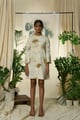 Live Leafy Khadi Bell Dress Beige color