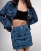 Embroidered Denim Mini Skirt Medium Blue color