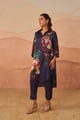 Judith Satin Botanical Tunic Set Blue color