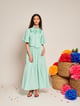 Adriana Bow Midi Dress Turquoise color