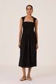 Ziva Pleated Midi Dress Black color