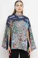 Blue Kalamkari Sky Blue Cloud Cape Blue color