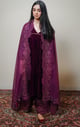 Wine Velvet Suit with Dupatta Wine color