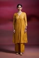 Umrao Mustard Silk Brocade Anarkali Kurta Set Mustard color