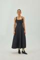 Denim Midi Dress Black color
