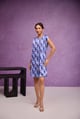 Blue Aquarelle Print Gajji Silk Jacket Dress Blue color