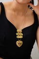 Heart Finite Gemstone Long Necklace Gold color