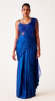 Satin Crepe Embroidered Saree - Basanti Kapde aur Koffee - Image 1
