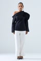 Black One-Shoulder Top with Sculpted Floral Detail - STITCH STORIES - Image 1