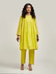 Short Embroidered Yoke Kurta with Gathers and Pant Lime color