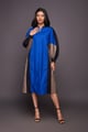 Waist Tapered Dress Black & Blue color