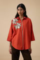Lark Applique Shirt Burnt Orange color