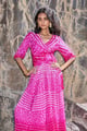 Bandhani Crop Shirt Fuchsia color