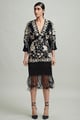 Fringe Hem Dress Black color