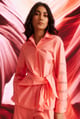 Multi-Laced Side Tie Shirt Pastel Pink color