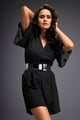 Playsuit Comes with Metallic Belt Black color