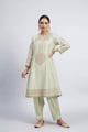 Naazira- Tilla Embroidered Kurta Set Mint Green color