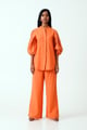 Sunset Orange Oba Set - Embroidered Sleeve Top + Pants Orange color