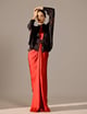Boota Print Draped Gown with Kimono Maroon/Black color
