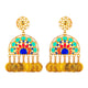 Jaipur Love Statement Earrings Blue/Pink/Green/Gold color