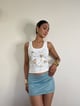 White Rib Knit Square Neck Beaded Tank Top - The clothing factory - Image 1