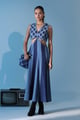 Blue Weave Bodice Dress Blue color