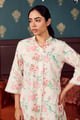 Pink Floral Bouqute Printed Co-Ord Set with Tulip Pant Off White color