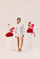 White Floral Print Cotton Shirt White color